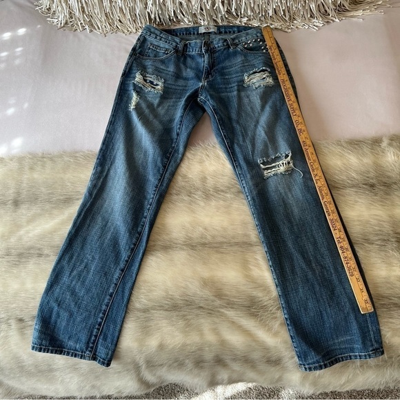 CULTURED REVOLUTION Kennedy Destroyed Jeans 36 Studded American Flag Blue Ripped - Picture 9 of 17